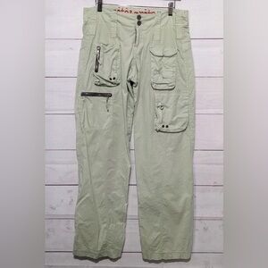 Pete & Greta Johnny Was Marika Mid Rise Cargo Pants Mint Green Women's Size 8
